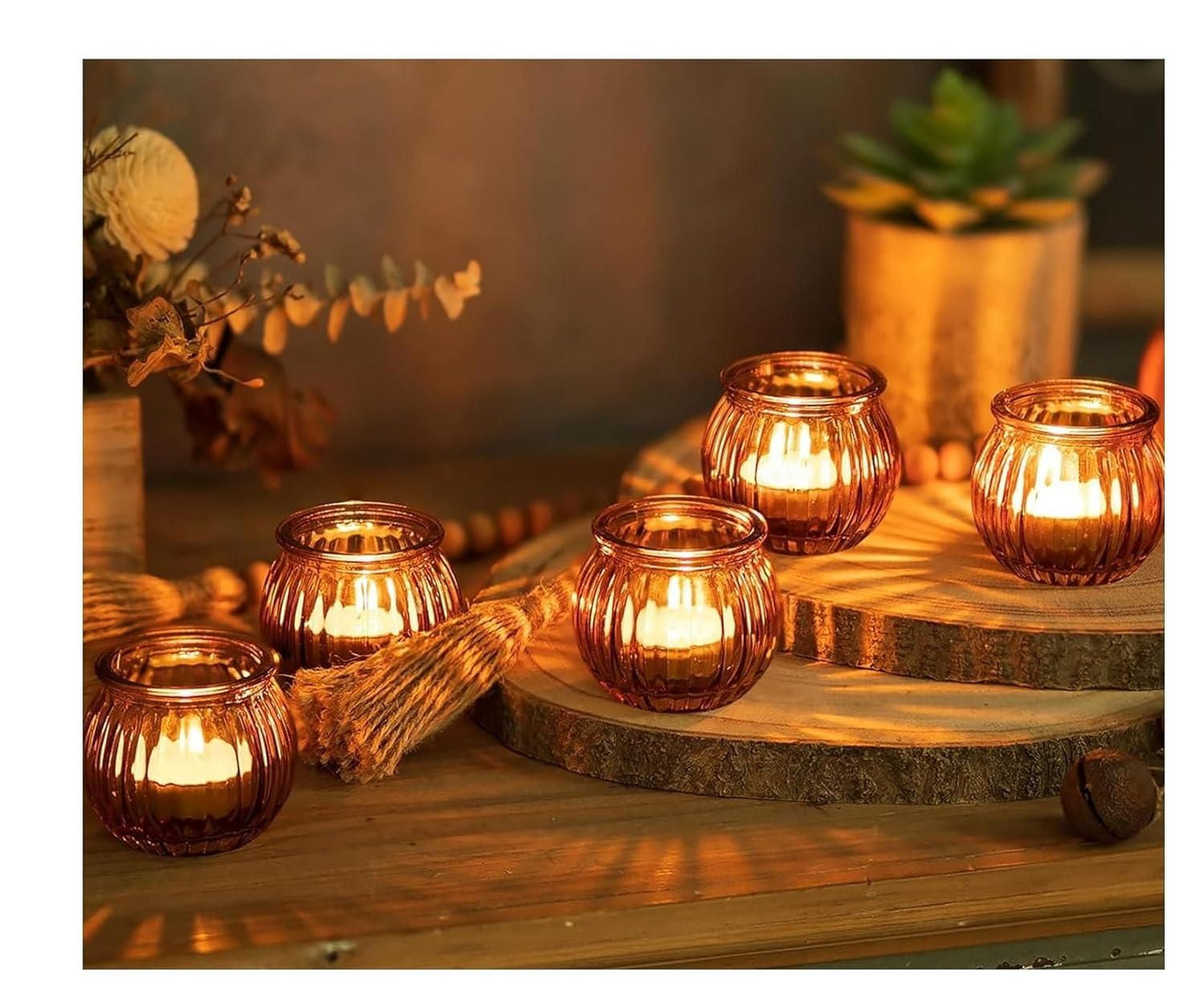 Clear Glass Tealight Holders Decorative (Pack of 4)