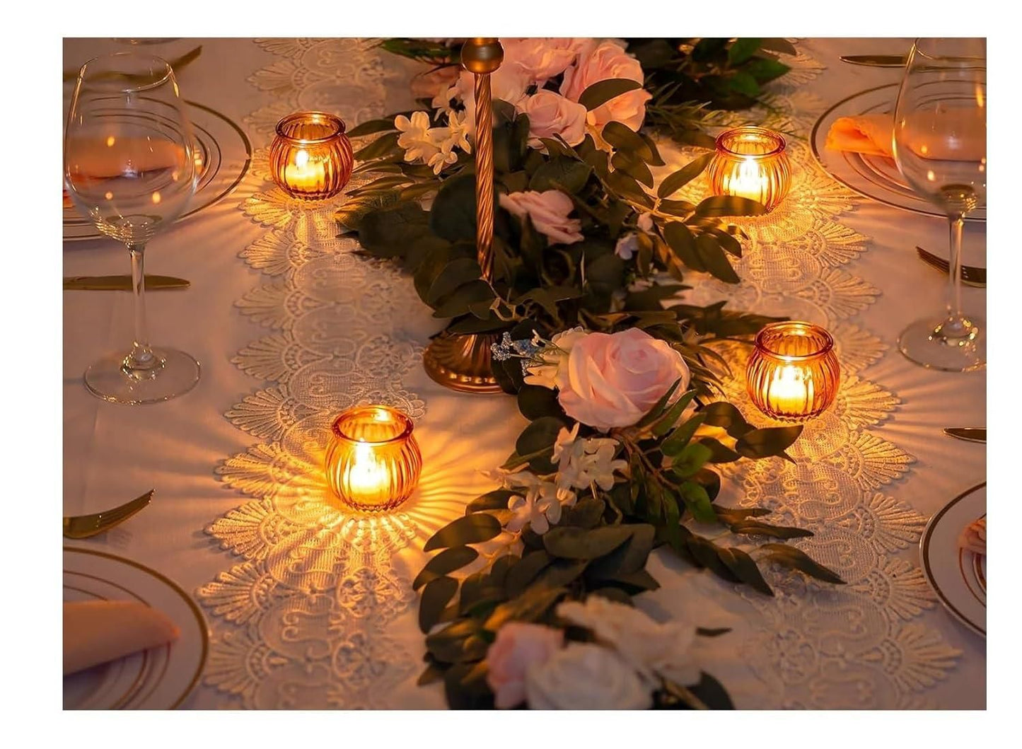 Clear Glass Tealight Holders Decorative (Pack of 4)