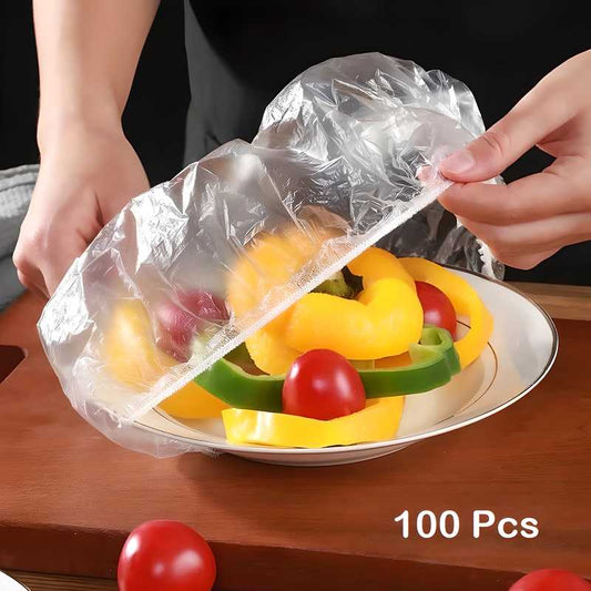 Food Covering Bag-Elastic Stretch Adjustable Bowl Lids Universa Plastic Bags Food Cover( 100 Pcs)